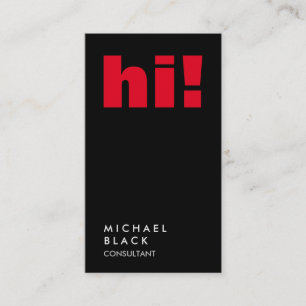 Carte De Visite Bonjour ! Consultant à tendance noire verticale Bo