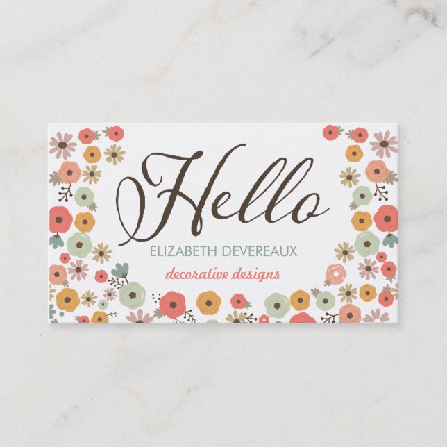 Carte De Visite Bonjour floral chic (Devant)