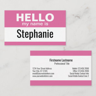Carte De Visite Bonjour mon nom est - Rose - Informations de conta