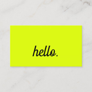 Carte De Visite Bonjour Neon Chartreuse Yellow Typographie colorée