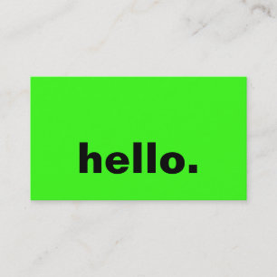 Carte De Visite Bonjour Neon Green Bright Colorée Typographie pers