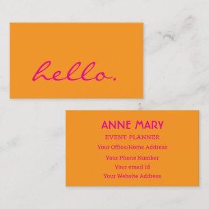 Carte De Visite Bonjour Rose Orange Coloré Lumineux Boho 2026