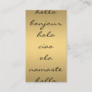 Carte De Visite Bonjour salutations Faux Metallic Gold