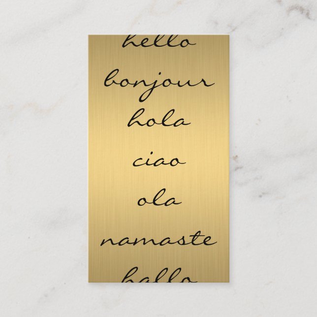 Carte De Visite Bonjour salutations Faux Metallic Gold (Devant)