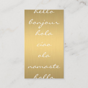 Carte De Visite Bonjour salutations Faux Metallic Gold