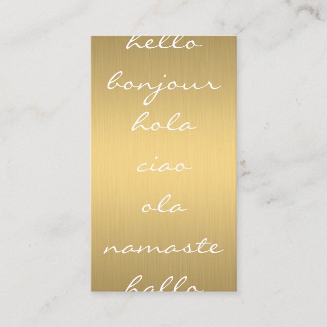 Carte De Visite Bonjour salutations Faux Metallic Gold (Devant)