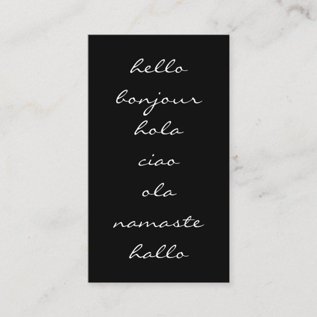 Carte De Visite Bonjour salutations noir et blanc (Devant)