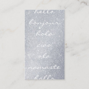 Carte De Visite Bonjour Salutations Parties scintillant en argent