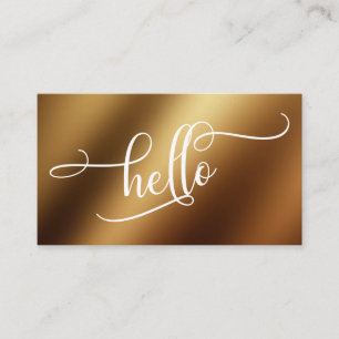 Carte De Visite Bonjour Script Typographie Sur Feuille D'Or Lisse