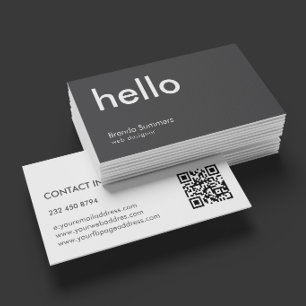 Carte De Visite Bonjour Simple Moderne Fond Blanc Gris