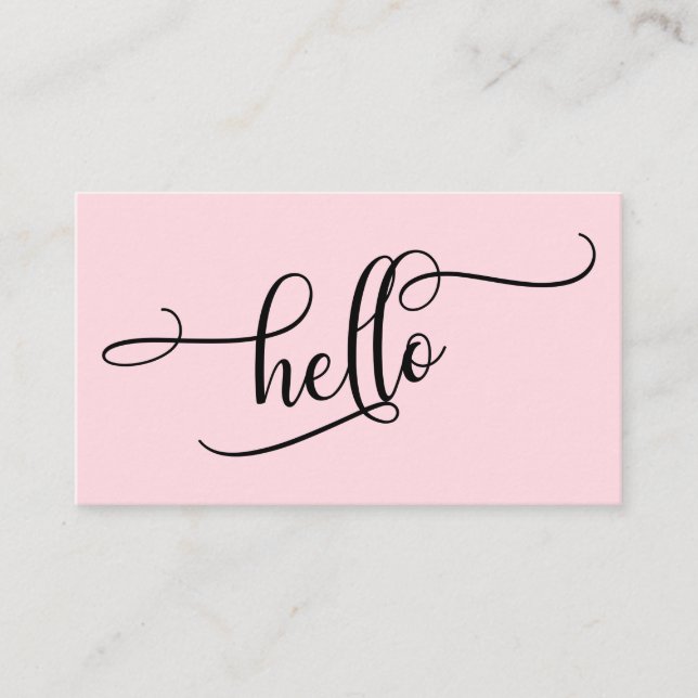 Carte De Visite Bonjour Typographie de Script Élaboré sur Fond Ros (Devant)