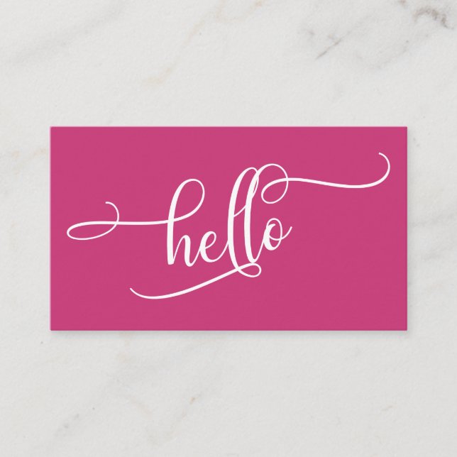 Carte De Visite Bonjour Typographie de Script Élaboré sur Magenta (Devant)