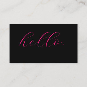 Carte De Visite Bonjour Typographie Rose Chaud Fuchsia Noir Script