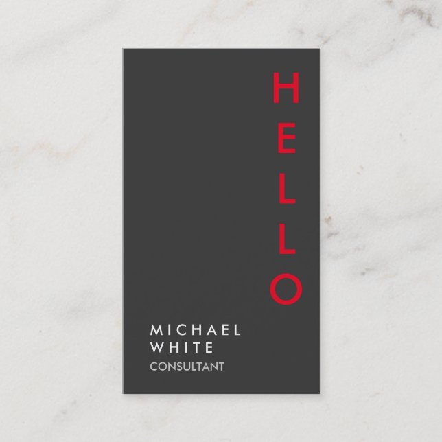 Carte De Visite Bonjour Vertical Plain Grey Consultant tendance (Devant)