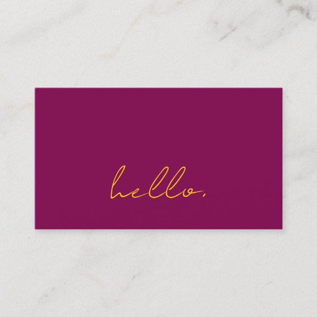 Carte De Visite Bonjour Vin Rose Orange Script Typographie Moderne (Devant)