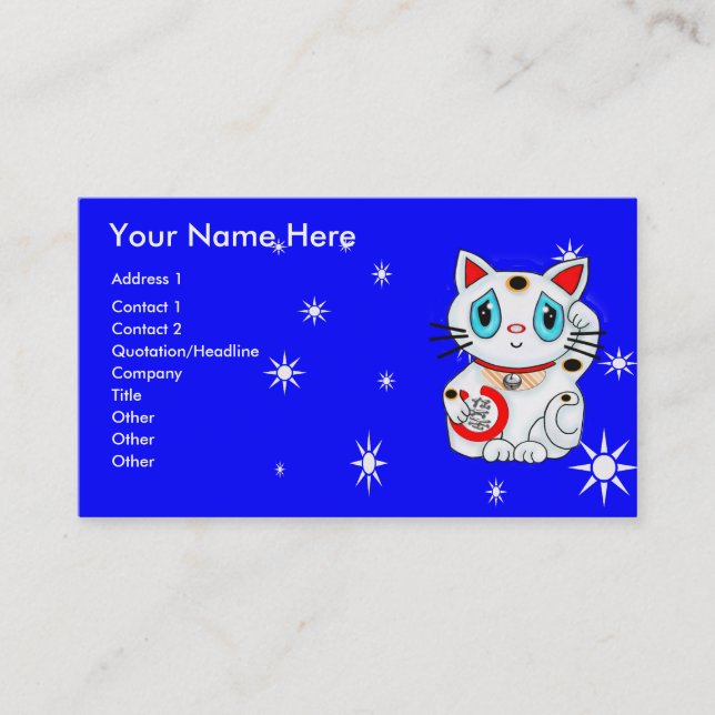 Carte De Visite Bonne chance Beckoning Chat Maneki Neko (Devant)