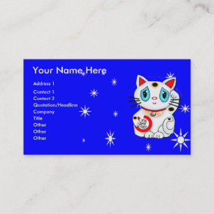 Carte De Visite Bonne chance montrant le chat du doigt Maneki Neko