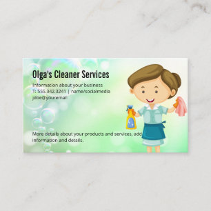 Carte De Visite Bonne Dame de nettoyage   Services de nettoyage à