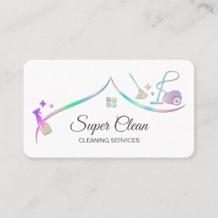 Carte De Visite Bonne nettoyant la maison holographique scintillan