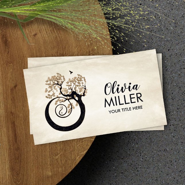 Carte De Visite Bonsai Yin Yan Spiral Arbre de vie (Créateur téléchargé)