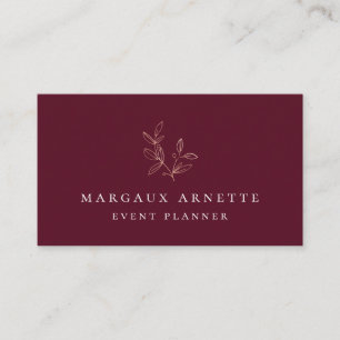 Carte De Visite Bordeaux botanique de logo d'or rose élégant