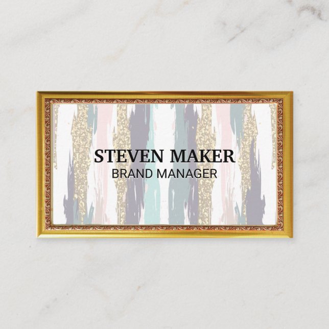 Carte De Visite Bordure Antique Or | Design Boho (Devant)