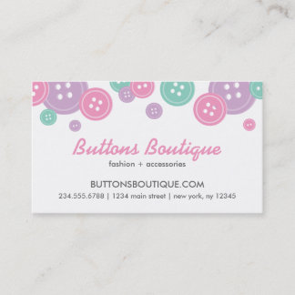 Carte De Visite Bordure Aqua Lilac & Boutons mignons roses
