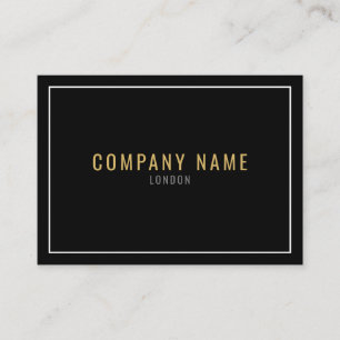 Carte De Visite Bordure blanche fine, texte doré, noir