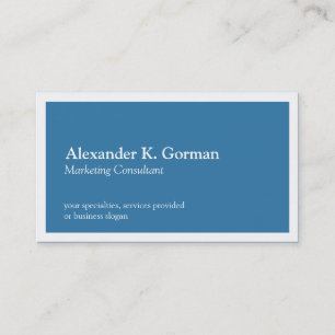 Carte De Visite Bordure blanche standard couleur solide bleu class