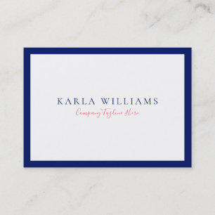 Carte De Visite Bordure bleu marine minimaliste sur blanc