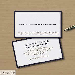 Carte De Visite Bordure bleu marine simple