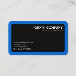 Carte De Visite Bordure bleue arrondie Black Minimal Professionnel