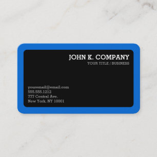 Carte De Visite Bordure bleue arrondie Noir minimaliste Profession