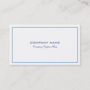 Carte De Visite Bordure Bleue Tin Simple Et Moderne En Blanc 