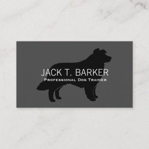 Carte De Visite Bordure Collie Silhouette Noir sur gris