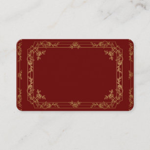 Carte De Visite Bordure de cadre Gold Fancy sur une Brown rouge