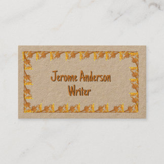 Carte de visite – Bordure de feuilles dorées