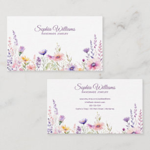 Carte De Visite Bordure de fleurs sauvages jolies Bijouterie