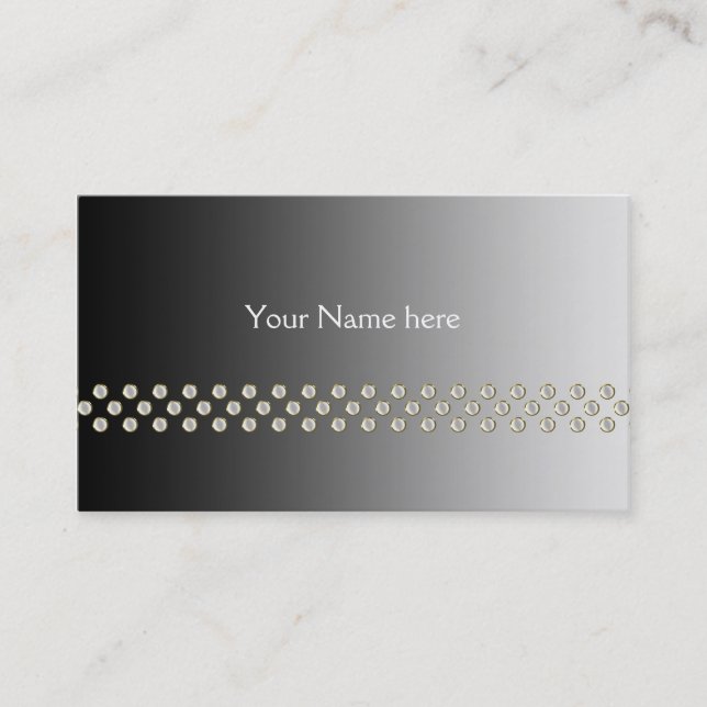 Carte De Visite Bordure de points blancs or + votre nom et adresse (Devant)