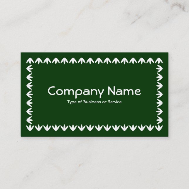 Carte De Visite Bordure de tulipe - Blanc sur Vert foncé (Devant)