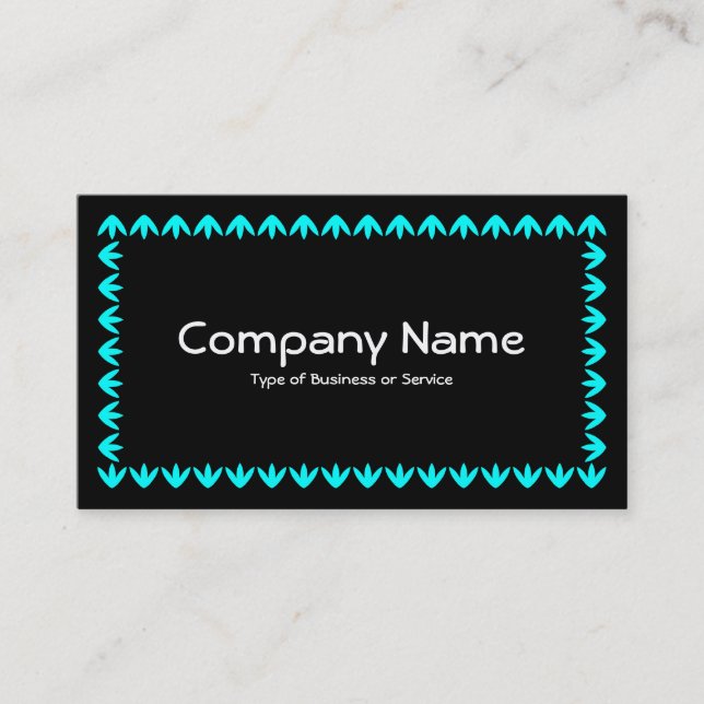 Carte De Visite Bordure de tulipe - Cyan sur noir (Devant)