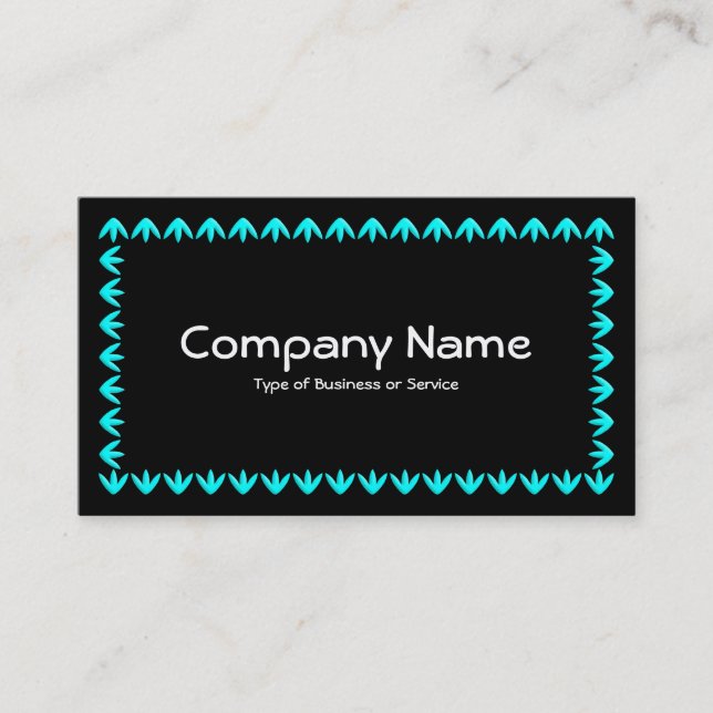 Carte De Visite Bordure de Tulipes 3d - Cyan sur Noir (Devant)