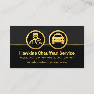 Carte De Visite Bordure de voiture de taxi Gold Chauffeur