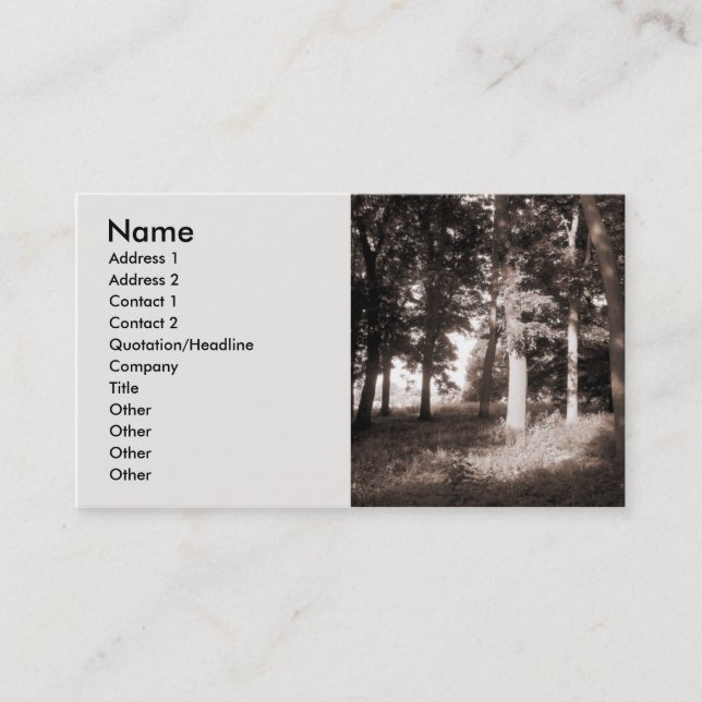 Carte De Visite Bordure des Bois - Customisé (Devant)