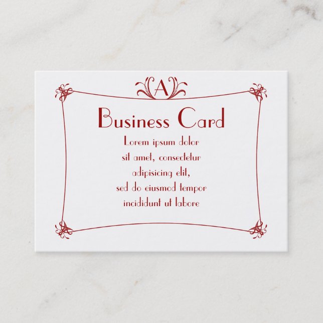 Carte De Visite Bordure Elégante Personnalisable Avec Monogramme (Devant)