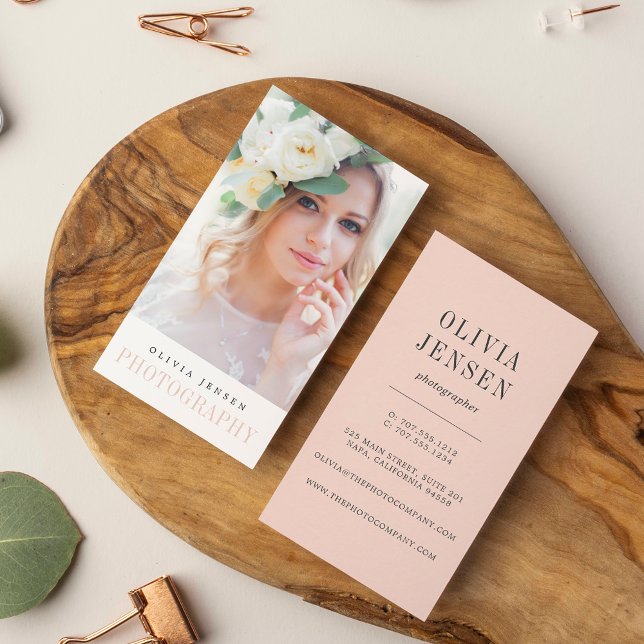 Carte De Visite Bordure élégante | Photographe vertical (Créateur téléchargé)