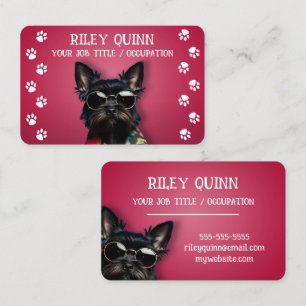 Carte De Visite Bordure Empreinte de patte de chien mignon