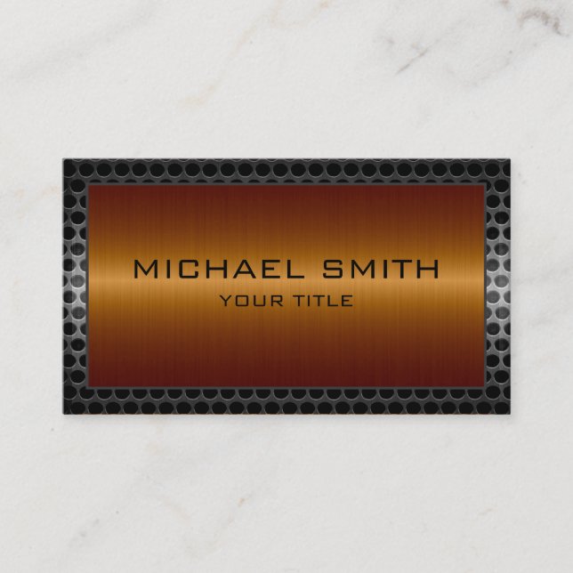 Carte De Visite Bordure en bronze élégant professionnel (Devant)