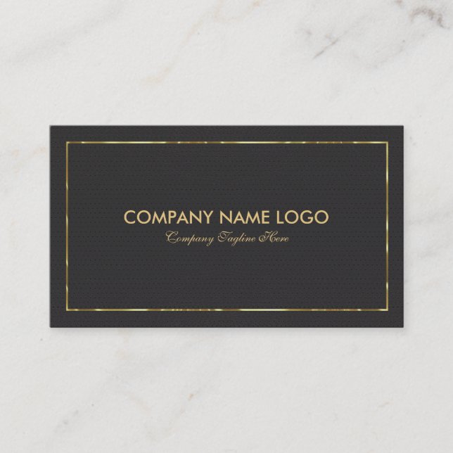 Carte De Visite Bordure en cuir noir et or (Devant)