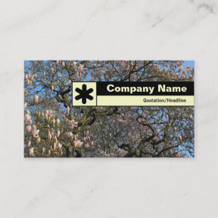Carte De Visite Bordure Étiquetée - Arbre Magnolia en Fleurs